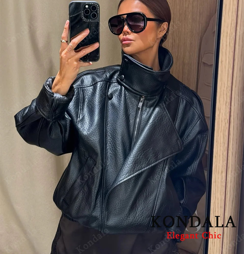 Women's Faux Leather Pilot Jacket