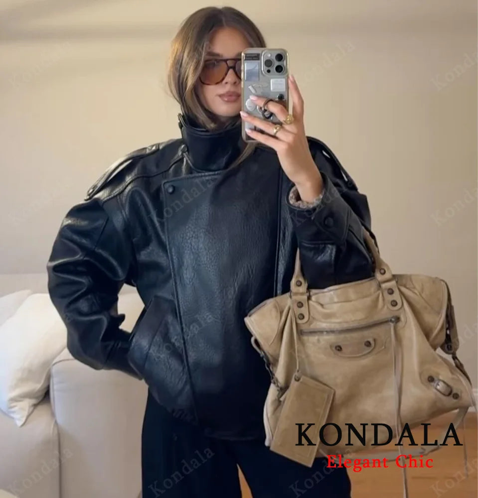 Women's Faux Leather Pilot Jacket